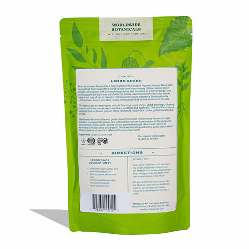7oz 100% Worldwide Botanicals Organic Lemon Grass Leaves - Loose Leaf - Cut and Sifted pure Cymbopogon citratus