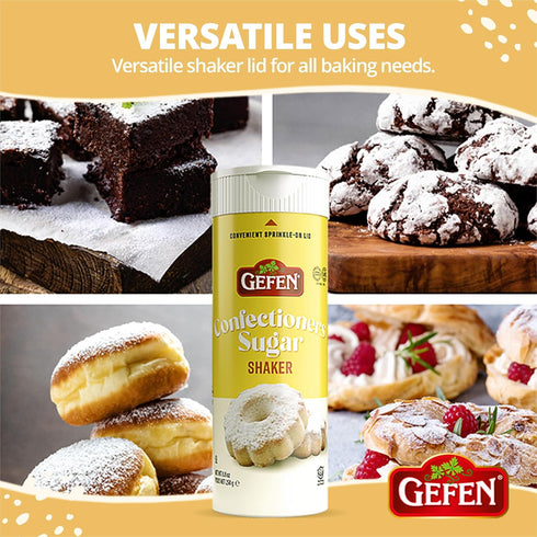 8.8oz (2 Pack) Gefen Confectioners Sugar Shaker, | Powdered Sugar | Corn Free | Gluten Free | Premium Confection Sugar