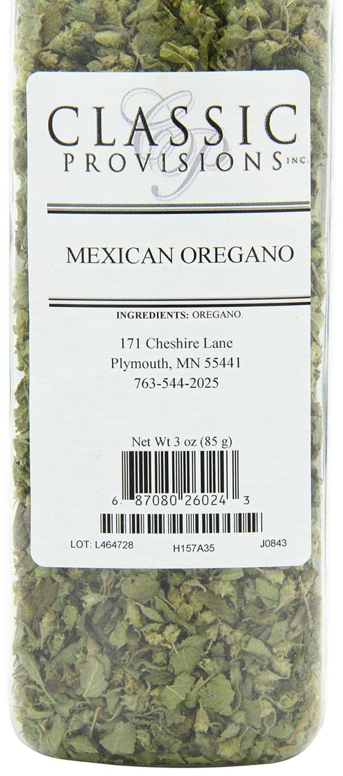 3oz Classic Provisions Spices, Mexican Oregano Dried Whole Leaves Shaker Rich in Flavor for Snacks, Chicken, Salsa