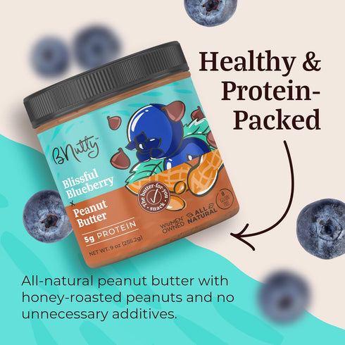 Pack 9oz Pack 4 BNutty Gourmet Peanut Butter Variety | Totally Toffee, Blissful Blueberry, Irresistible Pretzel