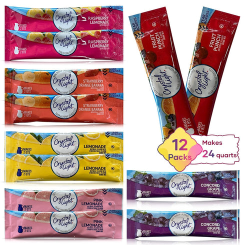 Variety Sampler Shop Packets 12 (2-quart) Pack Crystal Light Pitcher Drink Powder - Sugar Free Drink Mix Variety