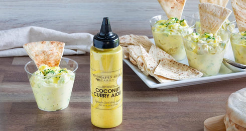 8.25 Terrapin Ridge Farms Coconut Curry Aioli Garnishing Sauce One Ounce Squeeze Bottle Gluten-Free, Keto-Friendly, Low