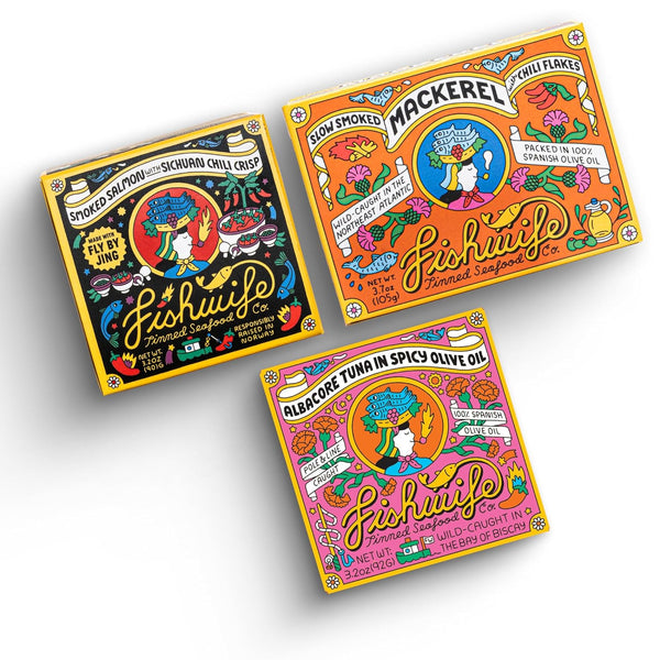 Fishwife Spicy Hot Trio (FBJ Salmon, Mackerel, Albacore Tuna in Spicy Olive