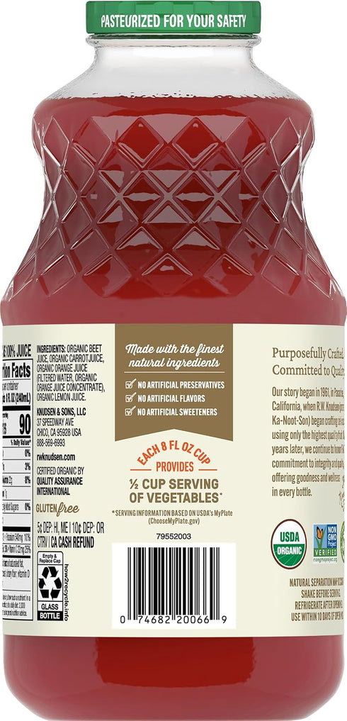 32 R.W. Knudsen Family Organic Beet Carrot Orange Juice Blend, Ounces