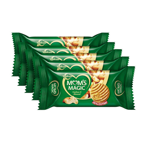 Sunfeast Mom's Magic Biscuit - Cashew & Almond, 60g (Pack of 5) Promo