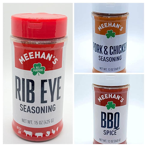 Meehan's Seasoning Meehans BBQ Seasoning Variety Pack Ribeye, Pork and Chicken & BBQ Spice,