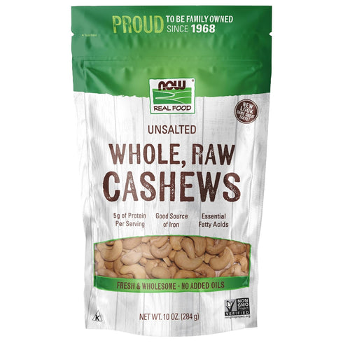 NOW Foods, Whole Cashews, Raw and Unsalted, Source of Fiber, Protein, Iron