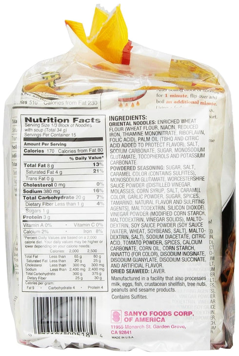 5 Count, 18 (Pack 6) Sapporo Ichiban Chow Mein Yakisoba, Ounce