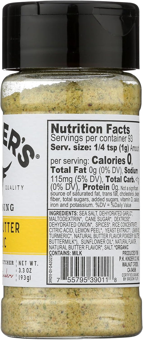 3.3 OZ KINDERS Organic Lemon Butter Garlic Seasoning