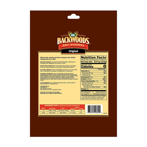 25 18.3 Packet Packet LEM Products Backwoods Original Jerky Seasoning, Ideal for Wild Game and Domestic Meat, Seasons