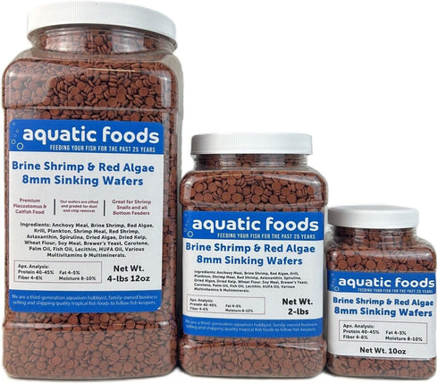 Aquatic Foods Inc. 8mm - 1/3" Brine Shrimp & Red Algae Color Enhancing Sinking Wafers