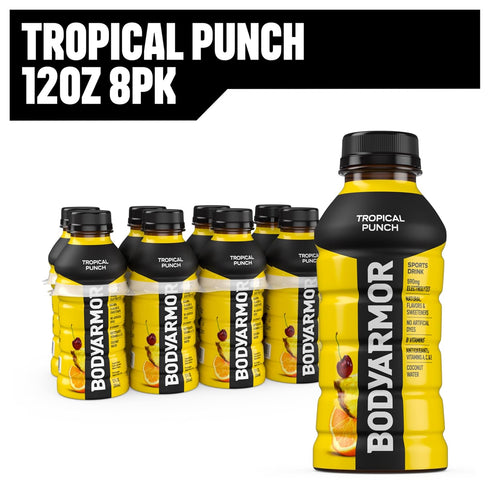 12 Oz (8 Pack), BODYARMOR Sports Drink, Tropical Punch, Electrolyte Drink Hydration, Fl Bottles Flavored Coconut Water