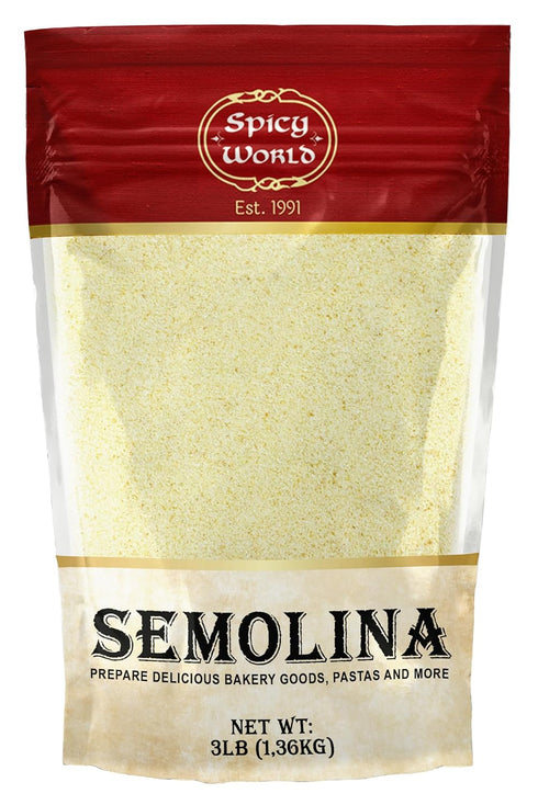 Spicy World Semolina Flour 3 LB (48 Ounce) | USA Grown Semolina for Pizza,