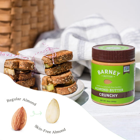 10 Barney Butter Almond Butter, Crunchy, Ounce Jar, Skin-Free Almonds, No Stir, Non-GMO, Gluten Free, Keto, Paleo