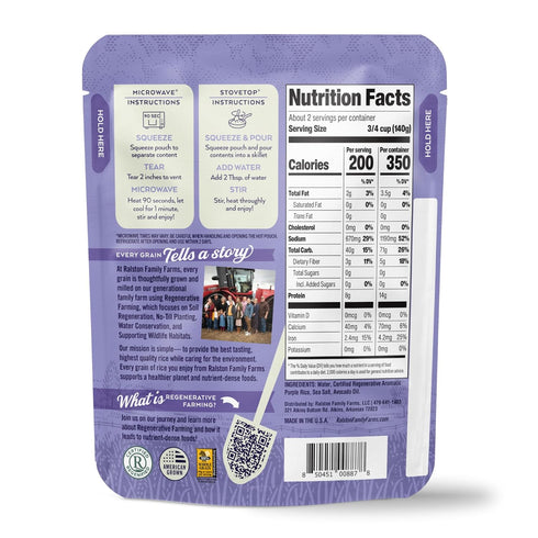 8.5 OZ, 90 6 Pack Ralston Family Farms Purple Rice, Ready in Seconds