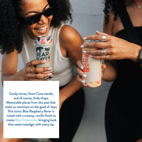 100% 12 Pack 16 Oz Bear 'n Beaver Premium Blue Creamsicle Craft Soda Soft Drinks - Cane Sugar & Pure Vanilla - Vegan