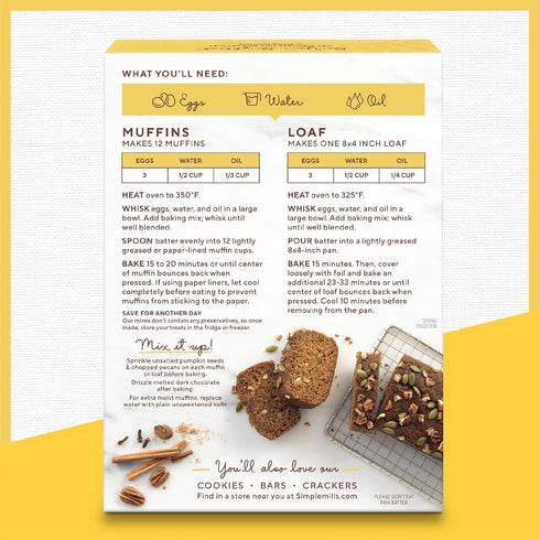 9 (Pack 2) Simple Mills Almond Flour Baking Mix, Pumpkin Muffin & Bread Mix - Gluten Free, Plant Based, Paleo Friendly