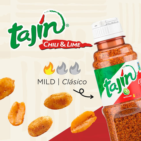 12 oz Snak Club Tajin Peanuts, Roasted Nuts with Chili and Lime Seasoning, Mild, Resealable Bag