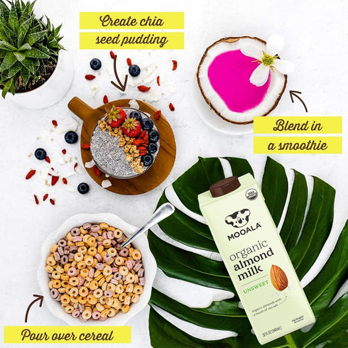32 oz (Pack 6) Mooala Organic Almond Milk Unsweetened fl of Shelf-Stable, Lactose Free, Gluten-Free, Vegan, No Added