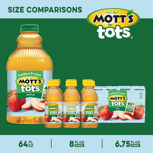 64 Oz 40% 100% Mott's For Tots Apple, Fl Bottle, Juice With Purified Water, Good Source Of Vitamin C, Less Sugar Than