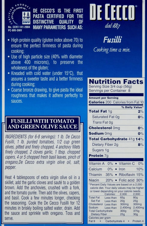 De Cecco 16 oz Fusilli Boxes