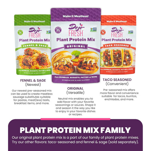 32g (8 oz, Pack 1) Dojo Fresh Original Plant Protein Mix Plant Based Meat Alternative for Meatless Crumbles Nuggets