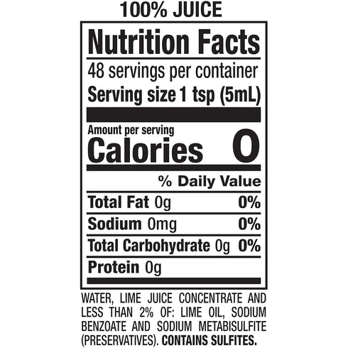 100% 8 Oz ReaLime, Lime Juice, Fl Bottle
