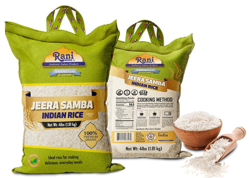64oz (4lbs) 1.81kg Rani Jeera Samba Indian Rice Cloth Bag ~ All Natural | Gluten Friendly | Vegan | Kosher | Export