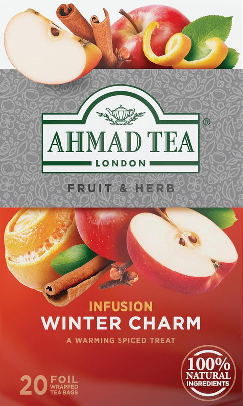 Ahmad Tea Herbal Tea 'Winter Charm' - Apple, Cinnamon, & Orange Peel, 20 ct (Pack of 1) - Decaffeinated, Sugar-Free