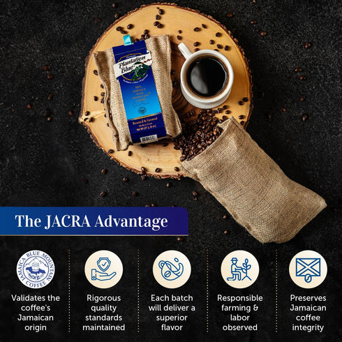 100% (8oz) PREMIUM PLANTATION BLUE TRADITION CLASS EXPERIENCE Blue Mountain Coffee Jamaica, Medium Roasted & Ground