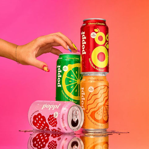 Setters Pack, 12 Oz, Pack 12, Packaging Poppi Sparkling Prebiotic Soda Beverage with Apple Cider Vinegar, Seltzer Water