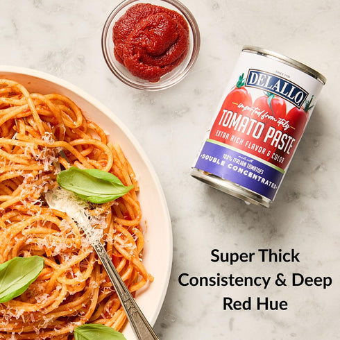 100% 4.9 oz (6 Pack) DeLallo Imported Italian Tomato Paste, Made with Only Vine-Ripened Tomatoes, Super Thick