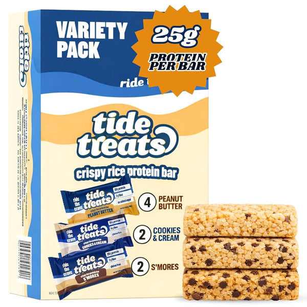 Tidetreats Crispy Rice Protein Bars High Protein Snack with 25g Protein, Low