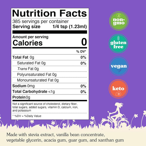 16 oz (Pack 2) NuNaturals Stevia Syrup, Sugar-Free Sweetener, Plant-Based Sugar Substitute, Zero Calorie, Vanilla
