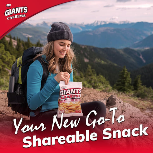 Packs, 4 oz (Pack 3) GIANTS Sweet Thai Chili Cashews - Spicy Cashews Roasted Lightly Salted, Cashews Individual Cashew
