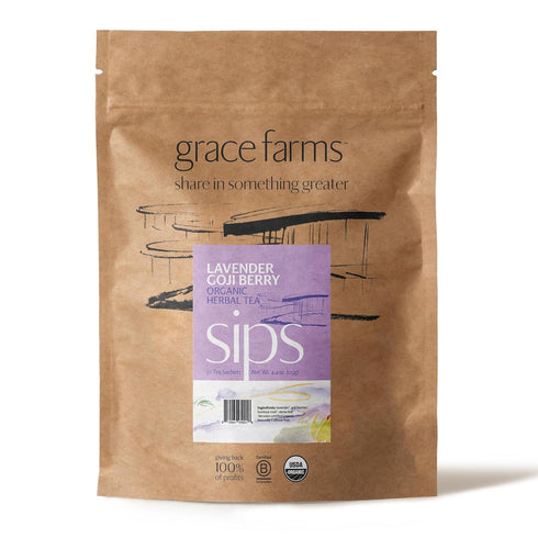 Grace Farms LAVENDER GOJI BERRY Herbal Teas (50 Sachet Pouch) | Naturally