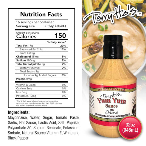 32 oz Terry Ho's The Original Yum Yum Sauce Japanese Mayo-Based Sauce for Dipping, Marinades, and Salad Dressings