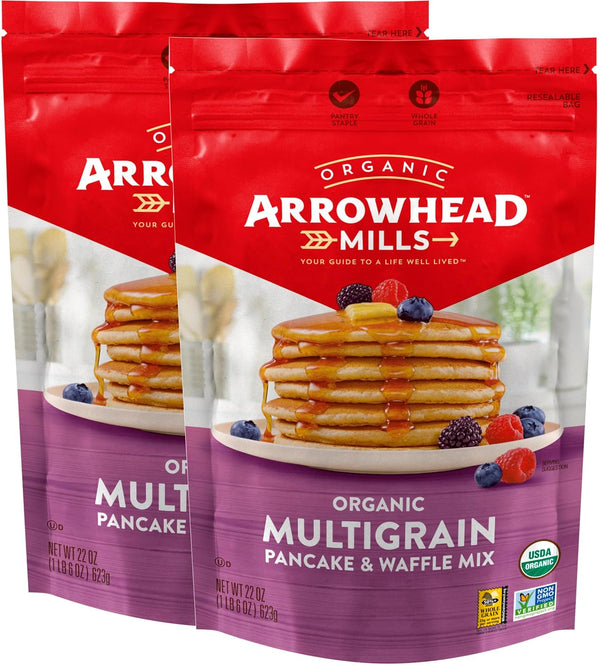 Arrowhead Mills Multigrain Pancake and Waffle Mix, 22 oz (Pack of 2)