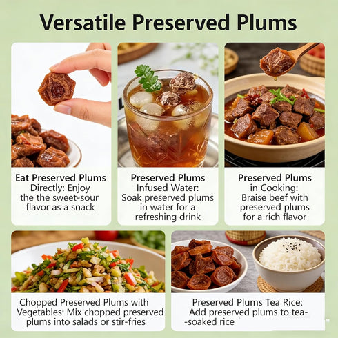 4OZ Salty Sweet Sour Dried Preserved Plums Seedless Dried Plum Meat Snack Made from Fresh Plums, Soft Plum Meat
