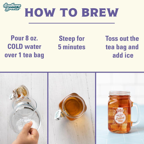 20 Pack 4 Southern Breeze Cold Brew Sweet Tea Blackberry Iced Tea with Black Tea and Zero Carbs Zero Sugar