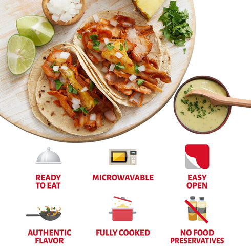 8 oz, Pack 12 Chata Authentic Mexican Carne Al Pastor, Seasoned Pork