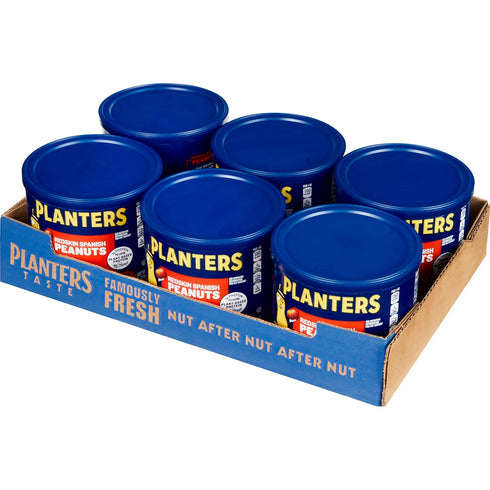 12.5 oz (Pack 6) PLANTERS Redskin Spanish Peanuts, Roasted Salted Peanuts Jars