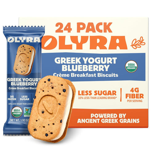Olyra Organic Snacks - Sandwich Breakfast Biscuits - Greek Yogurt - Healthy