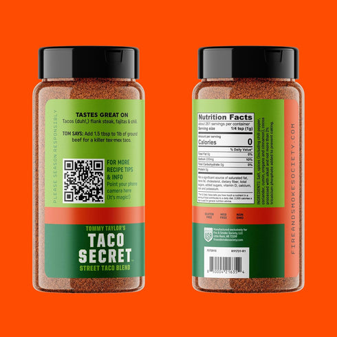 Fire & Smoke Society Taco Secret Taco Seasoning Mix, XLarge Bottle, 9.2 oz