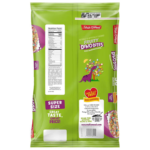 30 OZ (Pack 2) Malt-O-Meal Fruity Dyno Bites Cereal with Marshmallows, Gluten Free Breakfast Cereal, Marshmallow