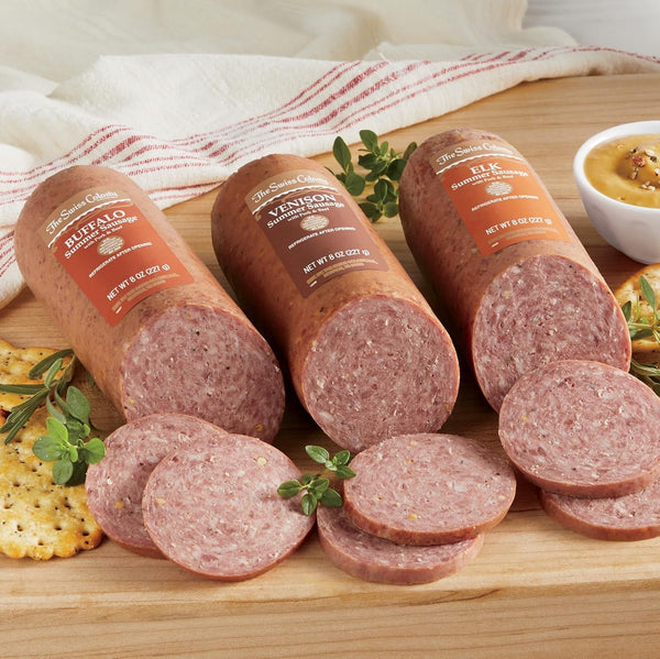 Summer 1 lb. 8 oz. The Swiss Colony Wild Game Sausages Elk, Buffalo, and Venison Meat with Pork and Beef Blend