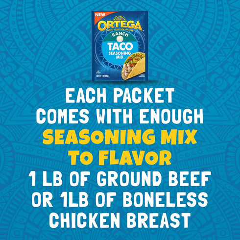 1 (Pack 12) Ortega Seasoning Mix, Ranch Taco Seasoning, Ounce
