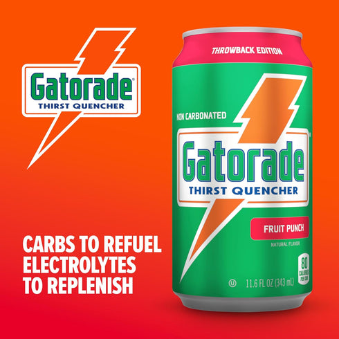 12 Oz (Pack 18) Gatorade Thirst Quencher, Fruit Punch, Fl Cans
