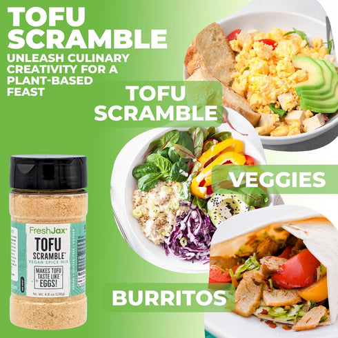 FreshJax Organic Tofu Scramble Spice Mix, Vegan Egg Seasoning, 4.8 oz Large Bottle, Gluten-Free, Non-GMO