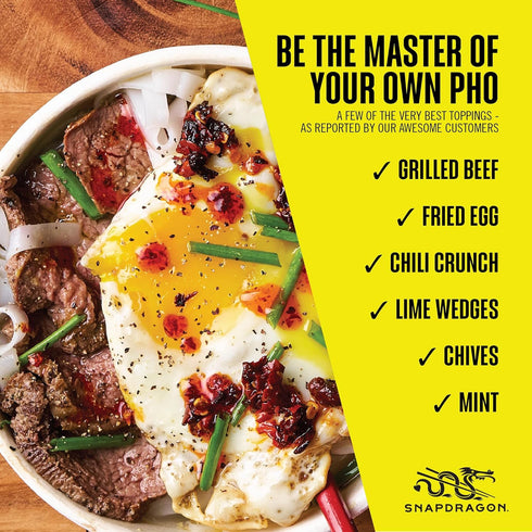 6-Pack 3-Minute Snapdragon Pho Bowls - Instant Noodles with Slurpable Vietnamese Beef Pho Broth and Gluten Free Rice